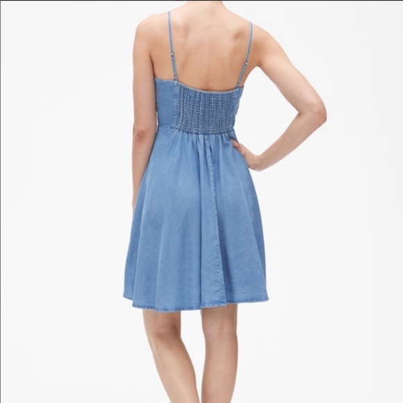 GAP Dresses Gap Smocked Back Chambray Fit Flare Dress Poshmark